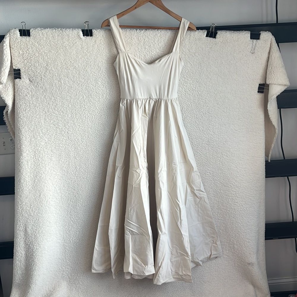 J Crew Sweetheart tank dress with poplin skirt Womens XS natural